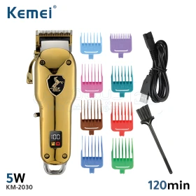  Tondeuse à cheveux électrique métallique professionnelle, rechargeable, sans fil, LCD, professionnelle KEMEI KM-2030