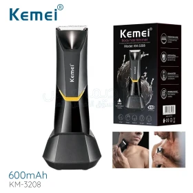  Tondeuse électrique lavable pour hommes et femmes, rasoir Rechargeable pour barbe et cheveux pubique, KEMEI KM-3208