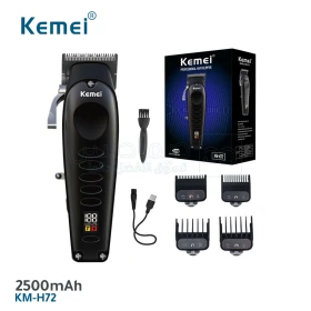  Tondeuse à cheveux électrique sans fil, réglable, finition de barbe, boîtier métallique, Rechargeable, coupe de cheveux 2500mAh KEMEI KM-H72