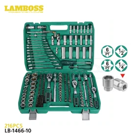  Caisse à outils à main pour la réparation de voiture, cliquet, Spblown, ensemble de douilles, réparation de pneus de voiture, outil mécanique, 216 pièces LAMBOSS LB-1466-10