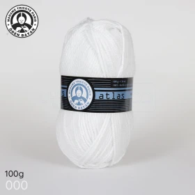  Fil à tricoter laine à tricoter en acrylique 100g, couleur blanc 000 MADAME TRICOTE PARIS ATLAS