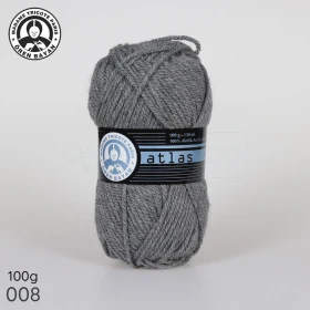  Fil à tricoter laine à tricoter en acrylique 100g, couleur gris souris 008 MADAME TRICOTE PARIS ATLAS