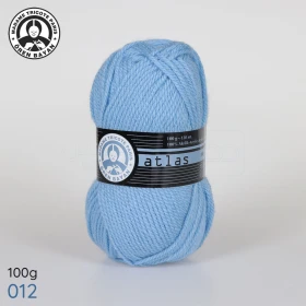  Fil à tricoter laine à tricoter en acrylique 100g, couleur bleu ciel 012 MADAME TRICOTE PARIS ATLAS
