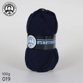  Fil à tricoter laine à tricoter en acrylique 100g, couleur bleu nuit 019 MADAME TRICOTE PARIS ATLAS