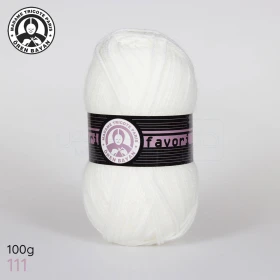  Fil à tricoter laine à tricoter en acrylique 100g 210m, couleur blanc 111 MADAME TRICOTE PARIS FAVORI