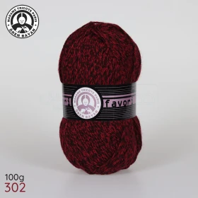  Fil à tricoter laine à tricoter en acrylique 100g 210m, couleur rouge moucheté 302 MADAME TRICOTE PARIS FAVORI
