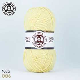  Fil à tricoter laine à tricoter en coton et acrylique 100g 280m, couleur jaune 006 MADAME TRICOTE PARIS MADAME COTTON