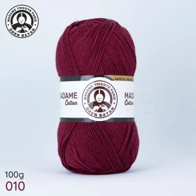  Fil à tricoter laine à tricoter en coton et acrylique 100g 280m, couleur grenat 010 MADAME TRICOTE PARIS MADAME COTTON