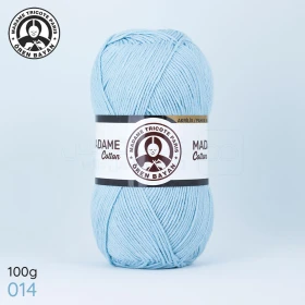  Fil à tricoter laine à tricoter en coton et acrylique 100g 280m, couleur bleu ciel 014 MADAME TRICOTE PARIS MADAME COTTON