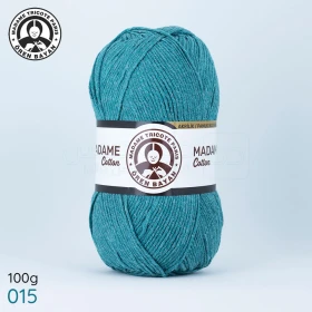  Fil à tricoter laine à tricoter en coton et acrylique 100g 280m, couleur bleu ciel 015 MADAME TRICOTE PARIS MADAME COTTON