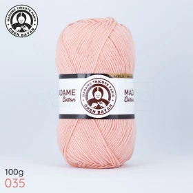  Fil à tricoter laine à tricoter en coton et acrylique 100g 280m, couleur crevette 035 MADAME TRICOTE PARIS MADAME COTTON