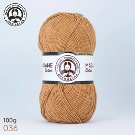  Fil à tricoter laine à tricoter en coton et acrylique 100g 280m, couleur marron 036 MADAME TRICOTE PARIS MADAME COTTON