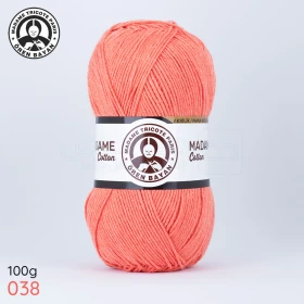  Fil à tricoter laine à tricoter en coton et acrylique 100g 280m, couleur crevette 038 MADAME TRICOTE PARIS MADAME COTTON