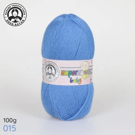  Fil à tricoter laine à tricoter en acrylique 100g, couleur bleu ciel 015 MADAME TRICOTE PARIS SUPER BABY