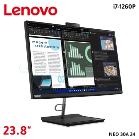 PC Tout-en-Un - Écran 23.8pouces FHD, Processeur Intel Core i7-1260P, 8GB DDR4, Stockage 1TB NVME, Carte Graphique Intel Iris Xe, Wi-Fi 6, USB 3.2, HDMI, Bluetooth 5.1 LENOVO NEO 30A 24