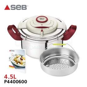 Autocuiseur cocotte en inox avec minuteur intelligent, clipso plus minut precision 4.5L SEB P4400600