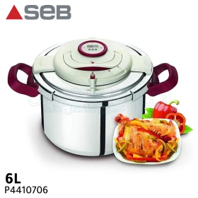 Autocuiseur cocotte en inox avec minuteur intelligent, clipso plus minut precision 6L SEB  P4410706