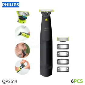  Rasoir électrique rechargeable 2w pour hommes rasoir de précision pour le visage étanche et lavable vert lime 4 peignes à chaume PHILIPS QP2514