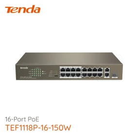 Switch 16FE+2GE/1SFP Desktop Avec 16-Port PoE TENDA TEF1118P-16-150W