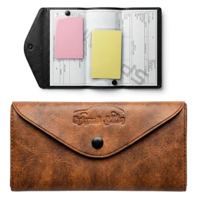 Pochette Porte documents en cuir à fermeture à bouton-pression, 3 compartiments et 2 emplacements pour cartes DP1097234
