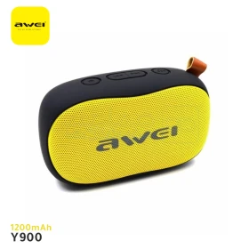  Mini ampli haut parleur sans fil bluetooth, baffle à batterie rechargable 1200mAh couleur jaune AWEI Y900