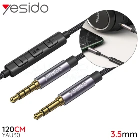  AUX volume câble audio mâle à mâle de 3,5 mm avec commande de fil pour casque de tablette de téléphone 120cm yesido YESIDO YAU30