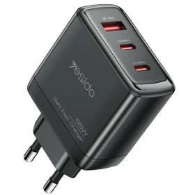 Chargeur rapide GaN 65W, 2xUSB-C + 1xUSB-A, prise EU, YESIDO YC144