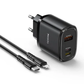 Chargeur secteur rapide 30W, 3 ports USB + Type-C + Lightning, coque PC ignifugée YESIDO YC52