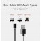 Cable de chargeur fast charge avec trois téte magnétique (Type-C, Micro USB, Lightning) YESIDO CA11